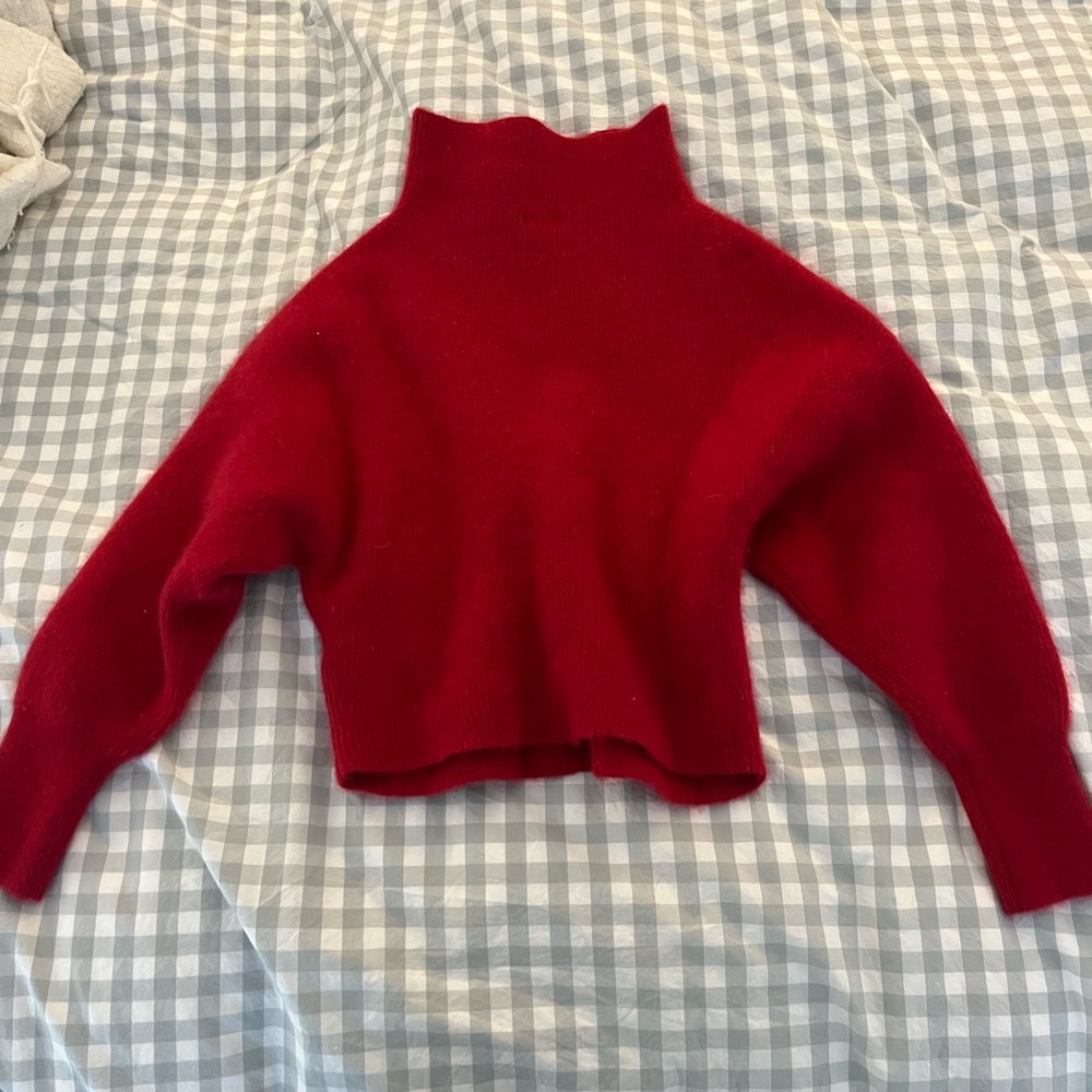 Pilcro Cropped Mock Neck Cashmere Sweater